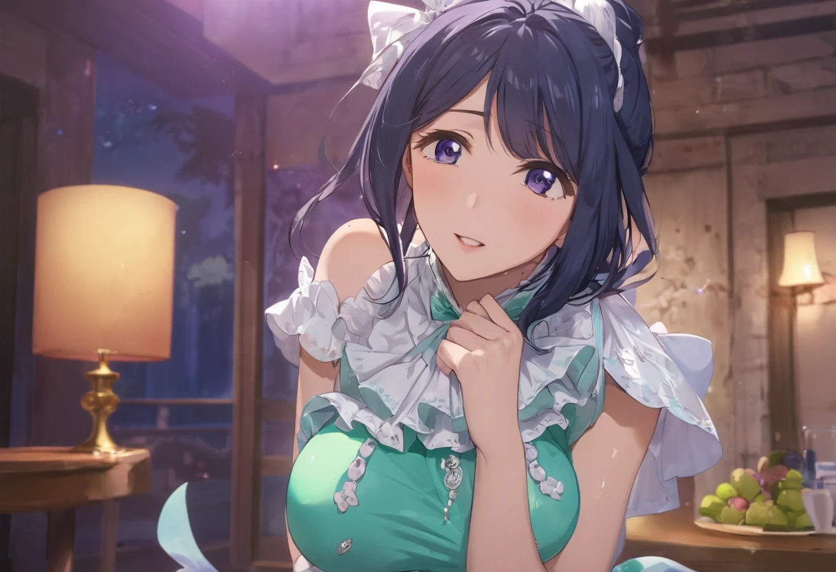 Love Live adult Kanan Matsuura, masterpiece, highest quality, gloss, fantastic background, attire randum, desire