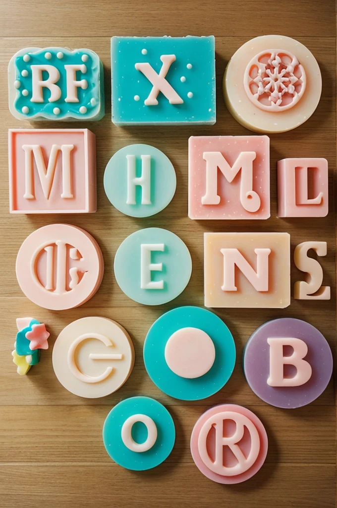Very nice soap, Big, little, of shapes like circles, animals, sizes, colores bien llamativos y que el logo ELIX sea de letras bellas y Bigs 