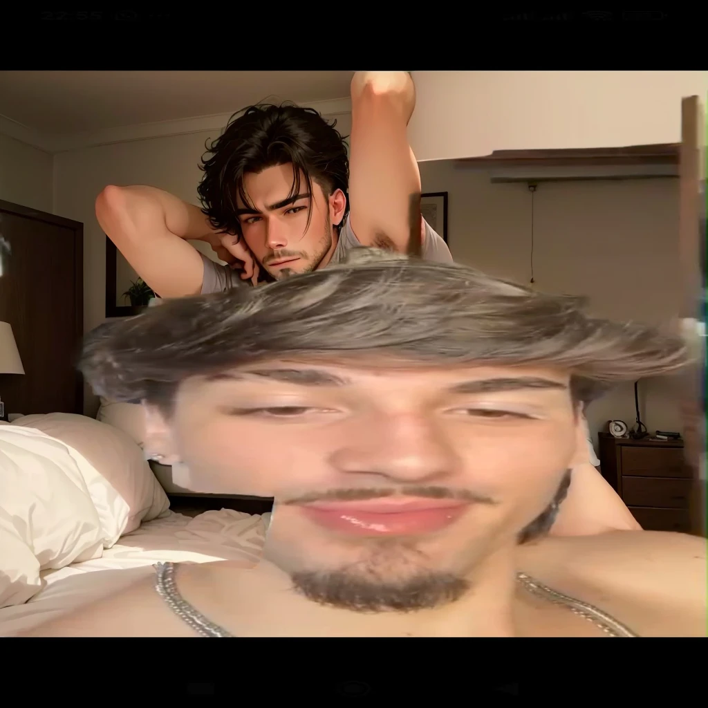 This man is on a bed lying in a room alone