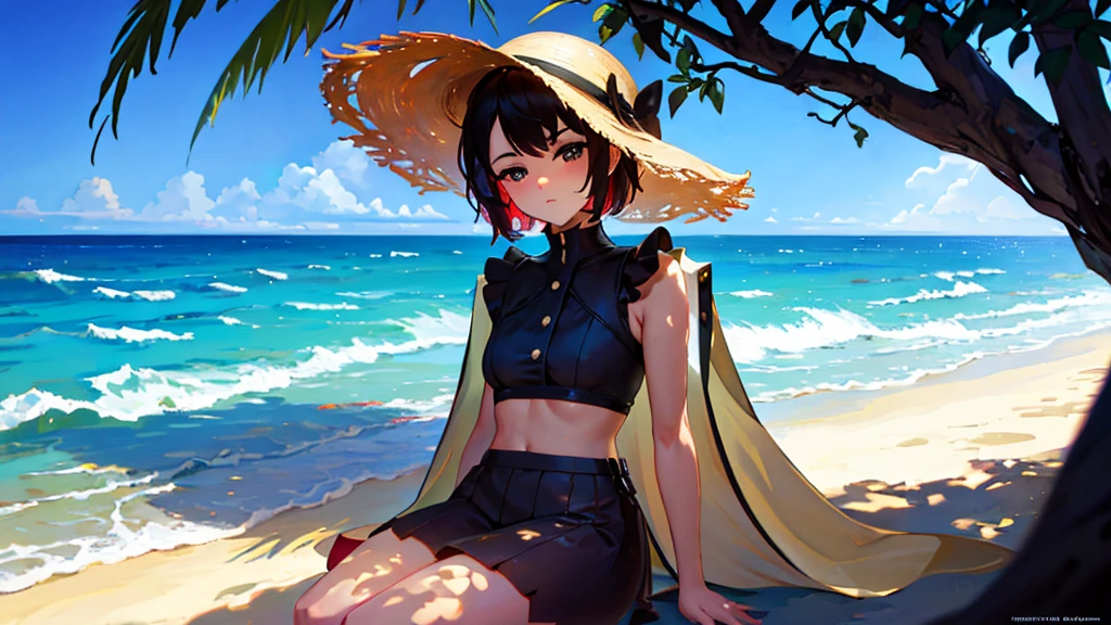 fantasy world, estilo isekai de anime, zona de comercio en la playa, estilo pixel art