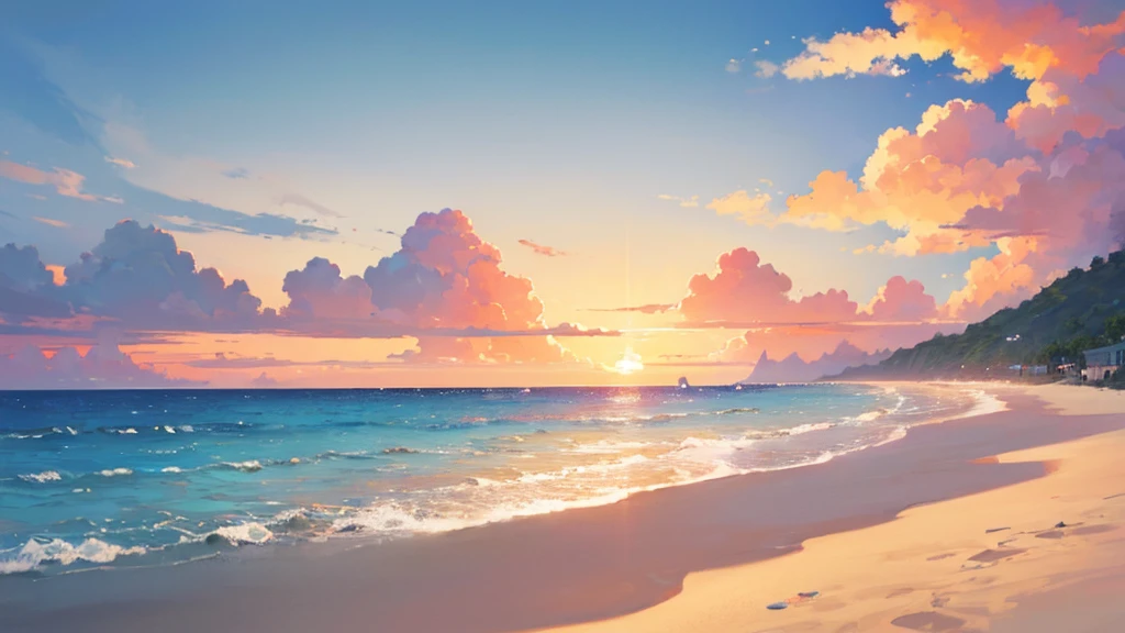 ((Highest quality)), ((masterpiece)), (detailed),beach sunset relax