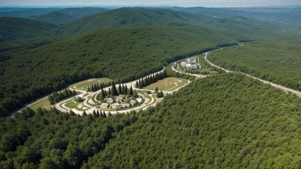 create a forest from above, in a relief based on Greece and Bulgaria