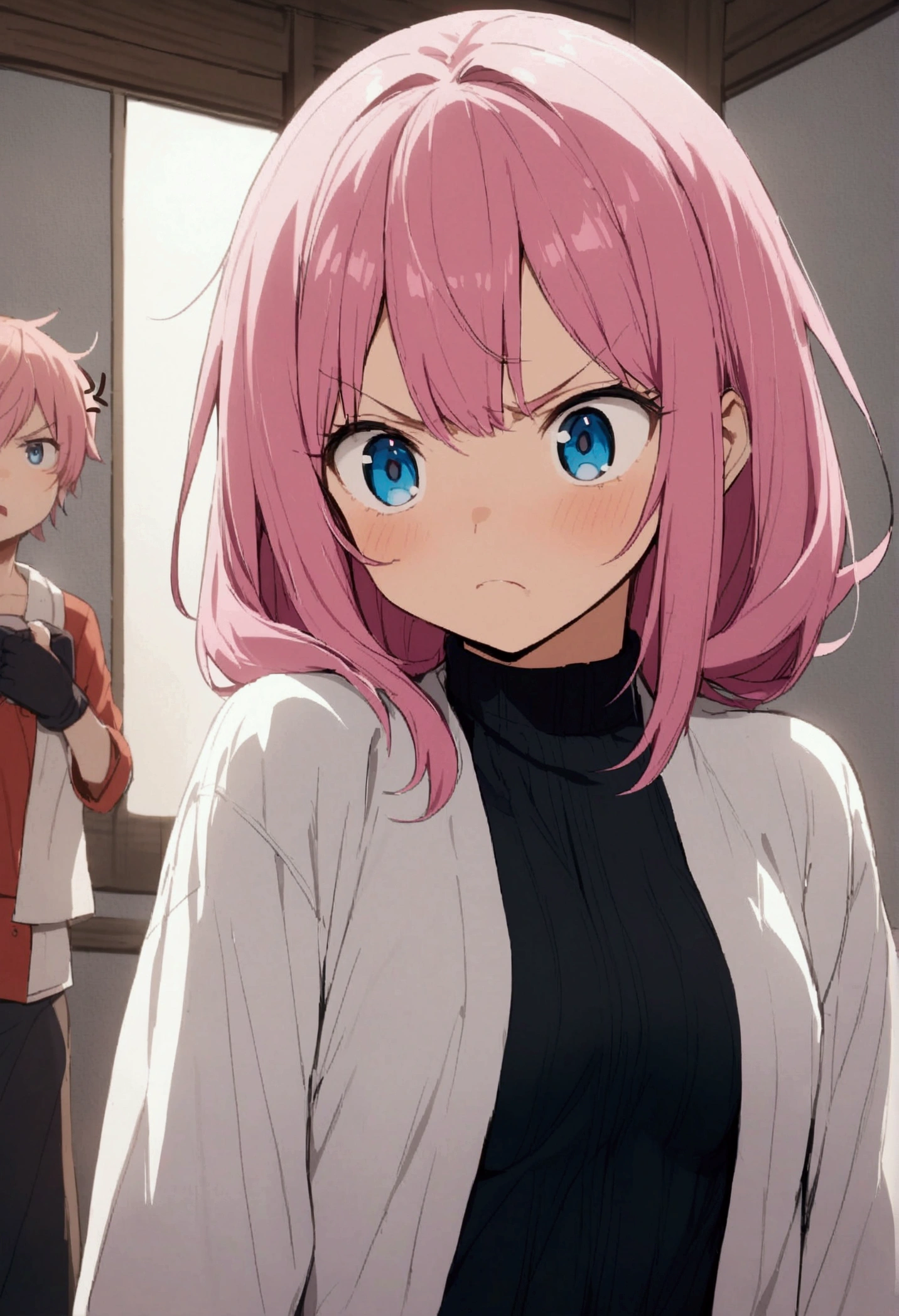 anger、Pink Hair、blue eyes