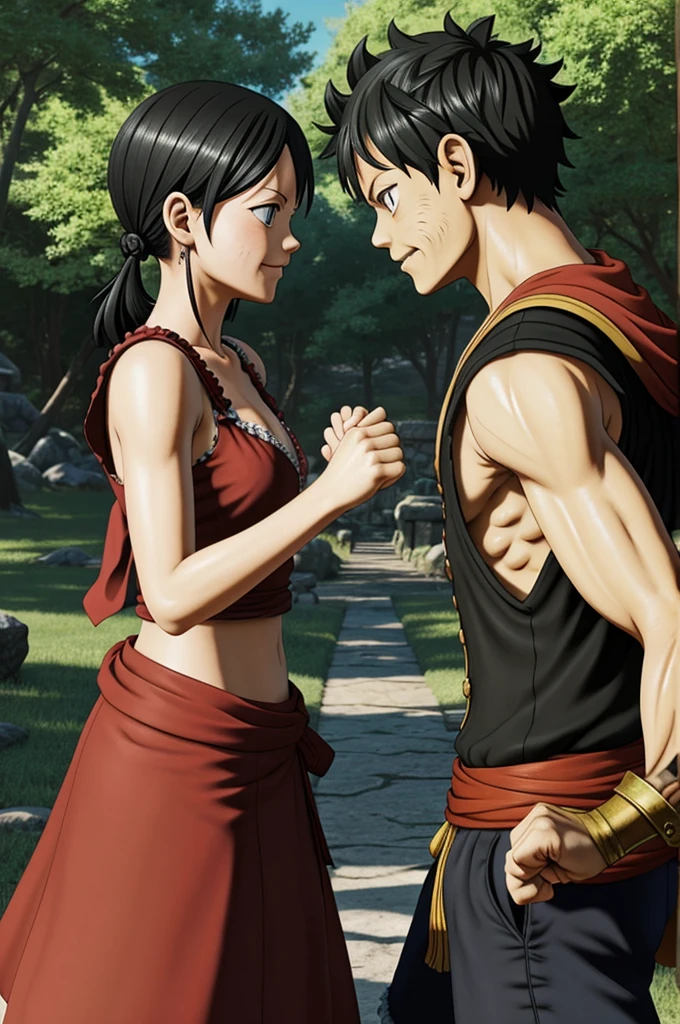 luffy from one peace and asta from black clover fist bumping