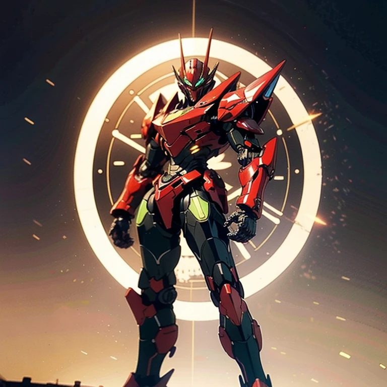 A man wearing a full face helmet., a fantasy-style biotech armored combat suit, green eyes, (a composite layered chest armor), fully closed shoulder pads, matching arm and leg protectors, the belt is adorned with fangs that bite into the gem., (The color scheme is mainly black with red details), design balances heavy with agility, a high-tech biomechanical armor, (Lion inspired armor concept, stand on top of a skyscraper in a futuristic sci-fi city), This character embodies a surreal fantasy style armored hero finely crafted in anime style, exquisite and mature manga art style, (element, plasma, energy, the armor shines), ((male:1.5)), metallic, real texture material, dramatic, High Definition, Best Quality, high resolution, ultra detailed, ultrafine paint, extremely delicate, professional, perfect body proportions, golden ratio, anatomically correct, symmetrical face, extremely detailed eyes and face, high quality eyes, Creativity, photo and gross, UHD, 32k, natural light, cinematic lighting, Masterpiece-anatomy-perfect, Masterpiece:1.5