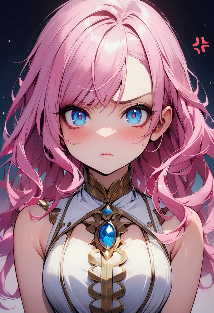 anger、Pink Hair、blue eyes