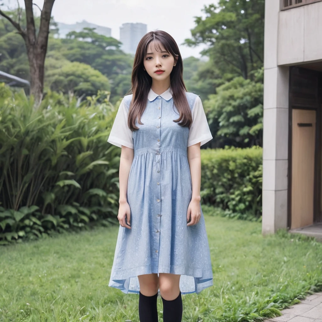 (8K、original photo、best quality、masterpiece:1.2)、(Practical、Practical)、1 girl、18 years old((dress、boots、break out、Front view、Light mature style clothing、))