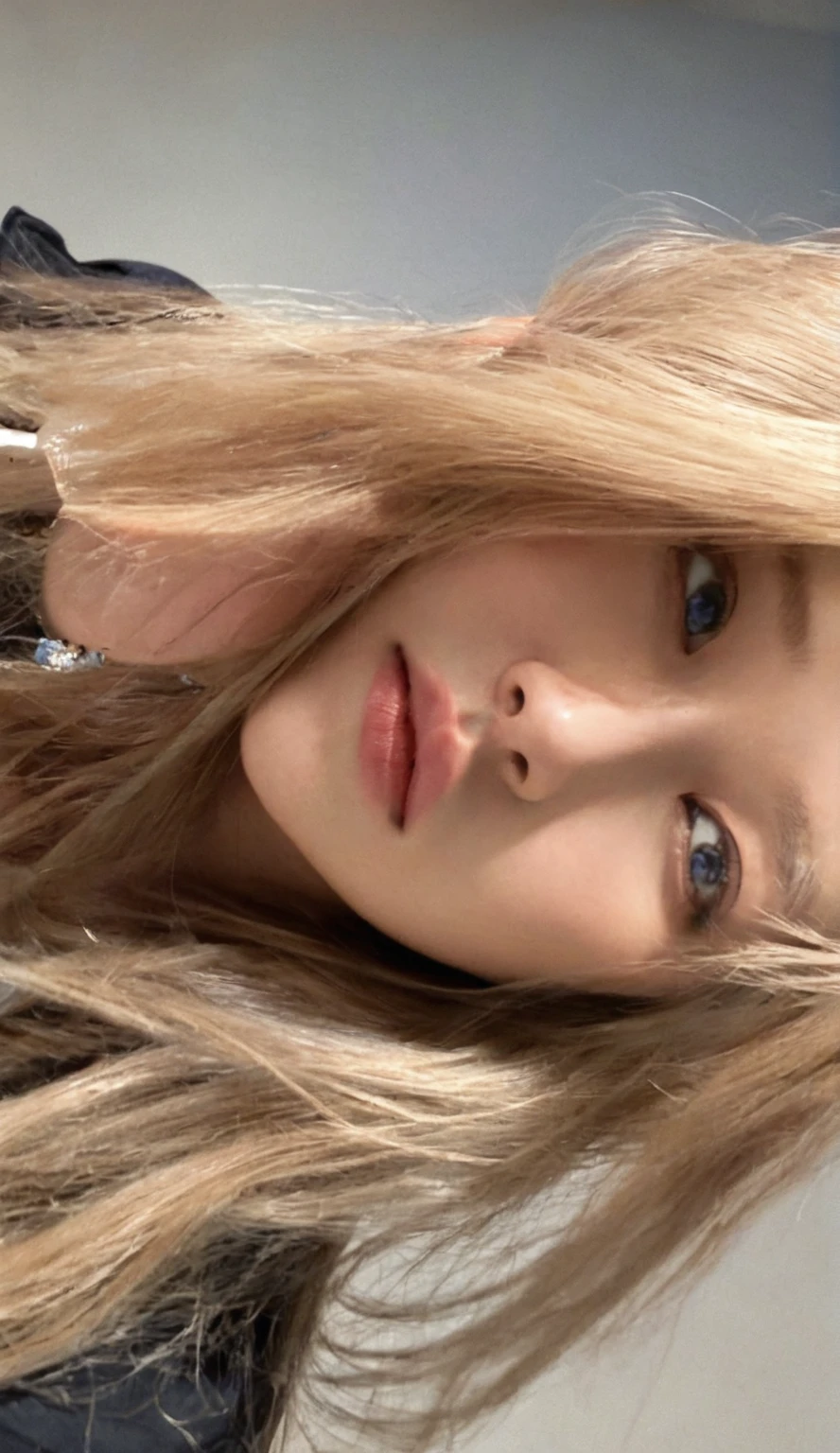 blond haired girl with blue eyes and long hair posing for a picture, lalisa manoban of blackpink, lalisa manobal, face up, roseanne park of blackpink, close up face, face - up, jossi of blackpink, hyper realistic face, with accurate face, ultra realistic face, portrait of jossi of blackpink, closeup face
