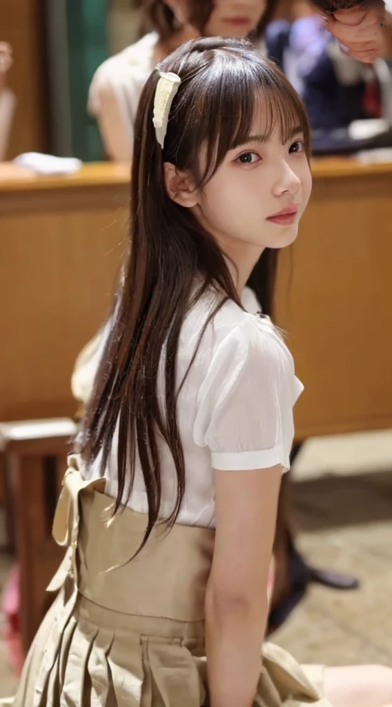 Masterpiece，Highest quality，Princess，Highly detailed CG Unity 8k wallpapers, Best Quality, 8k, 12 Year Old Naked Girls, tits小さい, 、Raw photo, Absurd, Award-winning portraits, A shy smile, Solo, , , Delicate girl, upper body, Digital SLR, Looking at the Viewer, Frank, Sophisticated, Thin arms, maid Cafe, (Detailed eyes and face:1.0), (Senile:1.1)、((NSFW:1.7、Real))、1 Girl, ((Schoolgirl uniform)), View your viewers, Young face、Satisfied expression, (( Spreading legs、With legs apart、Mainly crotch)),Show your chest、、tits、Small breasts、、((Genitals))、((((10 years old)))))、(((Genitals)))、(Pussy line)、((((Japanese elementary school students、She has a twin-tail hairstyle、Japanese Junior Idols、I was in ecstasy.....、、I feel ecstasy、

