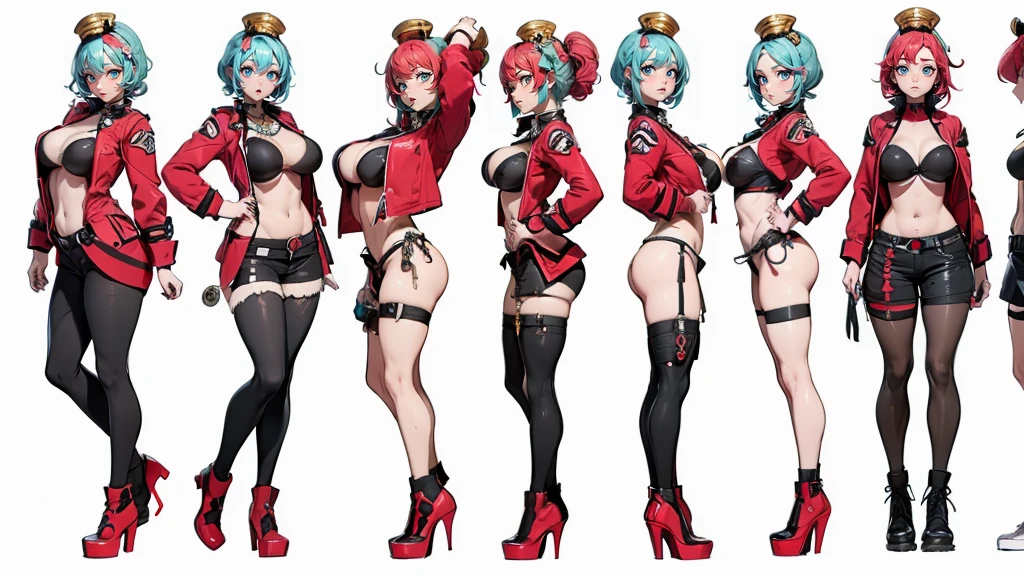 (masterpiece:1.2, best quality), (real picture, intricate details), (1lady, solo, multicolored hair, curvy upper body, big tits:1.2), ((NSFW)), ((character design sheet, Infographic drawing, Multiple sexy poses, white background:1.2)), ((full body view, multiple sex positions, vaginal sex:1.4)) illustration,Catalogue of sex slaves,1girl, thick thighs, ((detailed face, view from multiple angles:1.2)), the clothes are red and gold ar:avant-garde,avant-garde,Experiment with appearance:curlies,Dramatic makeup,Unconventional fashion choice behavior:rebelliousness、non-conformist、Provocation location:demon eyes,urban art district、Underground music venues Hobbies:Participation in punk shows、creating mixed media art、Try different subcultural values:individuality、Reality、Creative expression of inspiration:goth artmusic、Counterculture icons,Avant-garde art movement character traits:boldness、boldness、act outside the box