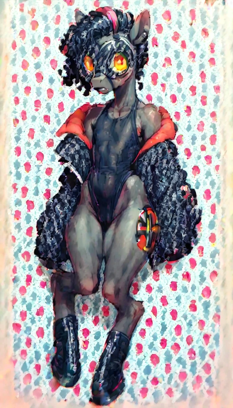Noir (nod) (Pony XL/1.5) Very Very Big tits nice boobs big saggy wearing a black swimsuit