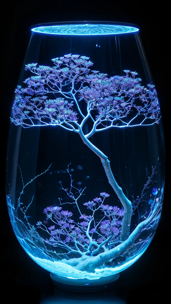 A transparent sphere with liquid inside branching phylogenetic tree Origin of the species Luminescent darkness gravity like 8Two