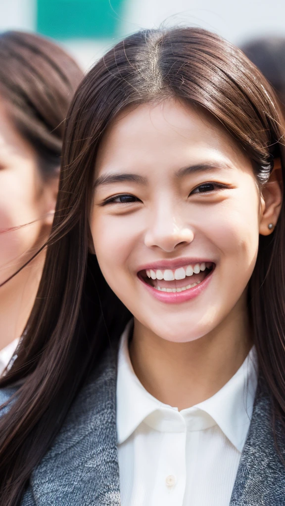 Highest quality,high resolution,Close-up of face,2人のgirl,Standing in a row with foreheads on,A fun and happy laugh,20-year-old,girl,Beauty,Beauty,Beautiful face,cute顔,Well-formed face,cute