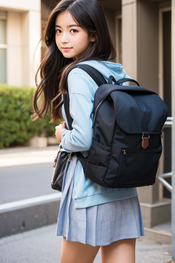 A girl is on her way to class