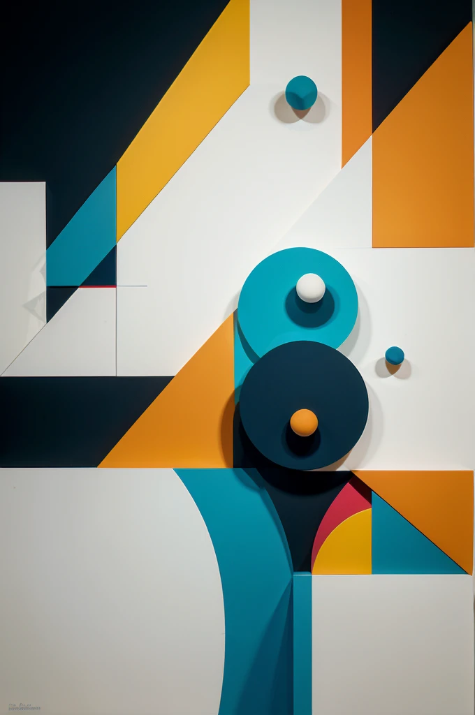 Create an abstract artwork using a dynamic composition of shapes, colors, and lines. Focus on conveying emotion and movement through the use of bold, contrasting colors and varying textures. Incorporate geometric and organic forms that interact and overlap in an intriguing and harmonious way. Avoid any recognizable figures or landscapes, allowing the viewer to interpret the piece in their own way. Aim for a balance between chaos and order, with elements of spontaneity and deliberate design.