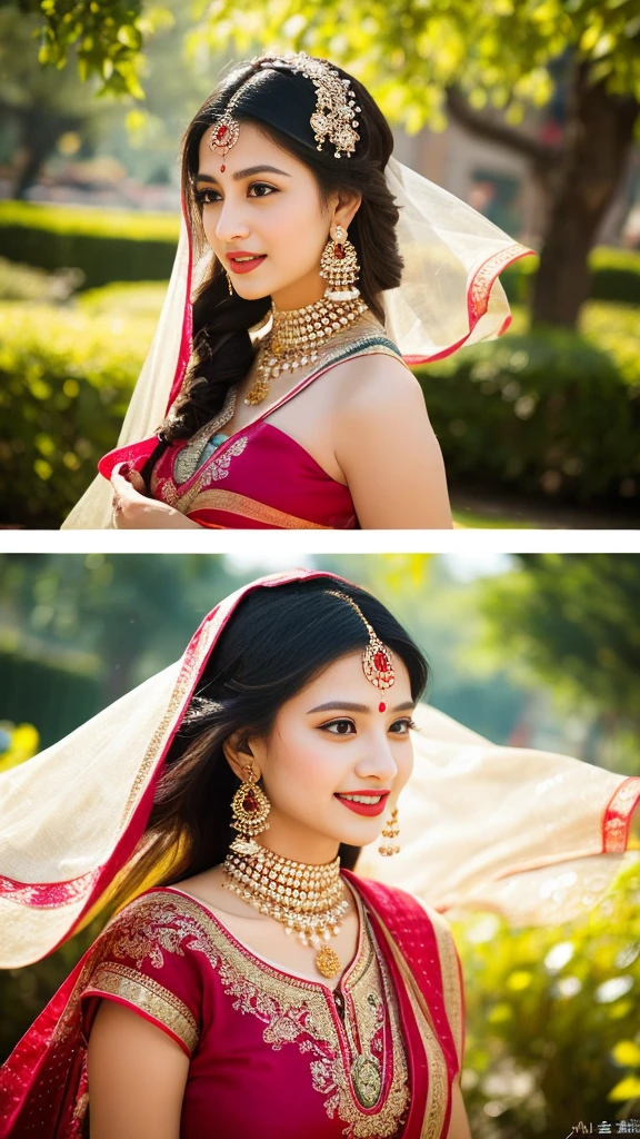 saree,posing in a colorful garden,golden sunlight,soft shadows, vibrant colors, henna tattoos, alluring eyes, seductive smile, flowing hair, elegant jewelry, intricate mehndi designs, sensual movements, graceful posture, traditional Indian earrings, pristine beauty, enchanting ambiance, exquisite silk fabric, delicate drapes, captivating presence, intricate embroidery, ornate bangles, sensual allure, mystical aura, delicate floral patterns, alluring fragrances, captivating gaze, traditional bindi, enticing curves, mysterious veil, feminine grace, bewitching charm, ancient traditions, seductive glance, radiant femininity, sensual whispers. (best quality, high-res, vivid colors, ultra-detailed, photorealistic:1.37), vibrant cultural celebration, cinematic lighting.
Precautions:
- Pay more attention to the description of the key characteristics of the characters,For example, eyes、Lips、hair、decorations, etc。
- Pay attention to depicting comfortable and harmonious pictures、Colorful feeling。
- Use appropriate vocabulary,Highlight the characteristics of the subject。
- The theme is an Indian flirting scene。Add appropriate details as required by the scene。
You can make appropriate adjustments and play based on the above needs,Keep the image relevant to the subject、Be creative and artistic。