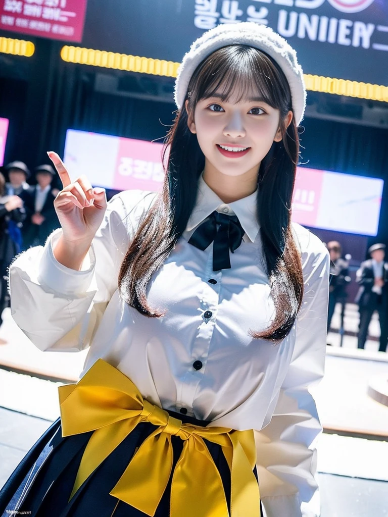 (Super cute Korean female college students take a commemorative photo together in their school uniforms:1.2)(grin,smile:1.1)(Beautiful Sweat:1.1)(16K, RAW Photos, Highest quality, masterpiece: 1.2),(Glossy black hair with cute twin tails) Super detailed, Super Resolution, (Genuine, Genuine photos: 1.37), Portraiture, High-resolution RAW color photos, Professional photos, Very detailed, 8k wallpaper, Very detailed CG Unity 8k wallpaper, Very detailed beautiful girls, Very detailed faces, ((whole body)), beautiful woman, Huge breasts,(huge boobs:1.1) (Big Boobs:1.1), beautiful (Wearing a tight and cute designated by the company),high school girl, Korean Girls,(K-POP Female Idols), (Idol-class beauty)(Beautiful high school girl:1.1)(Fountain Square covered in heavy snow in midwinter)(17 years old)(School uniform style outfit:1.1)wearing ushanka