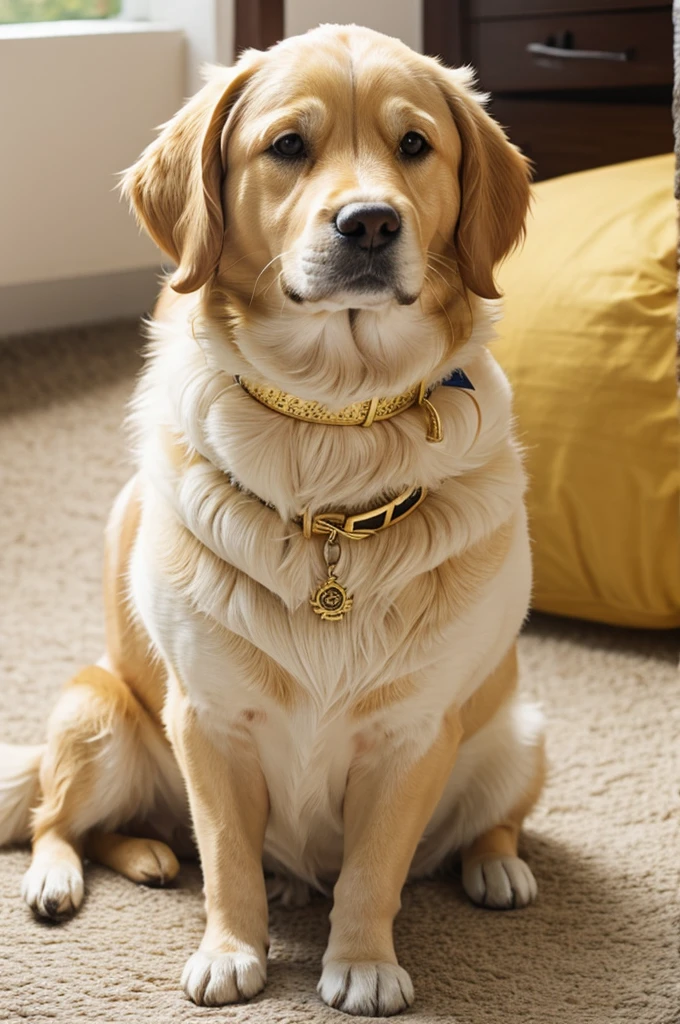 Golden and white Cocker dog with Colombian t-shirt 