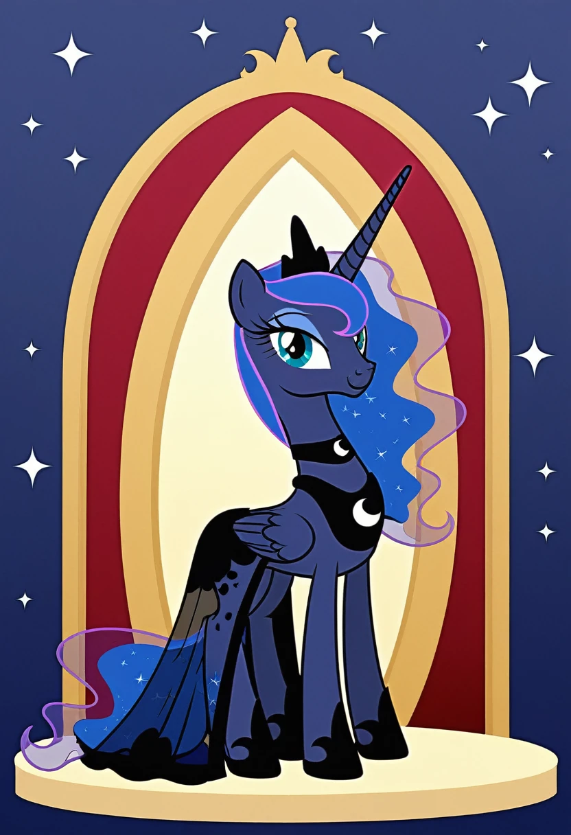 Pony . Black see trough dress with black choker, Princess Luna smiling