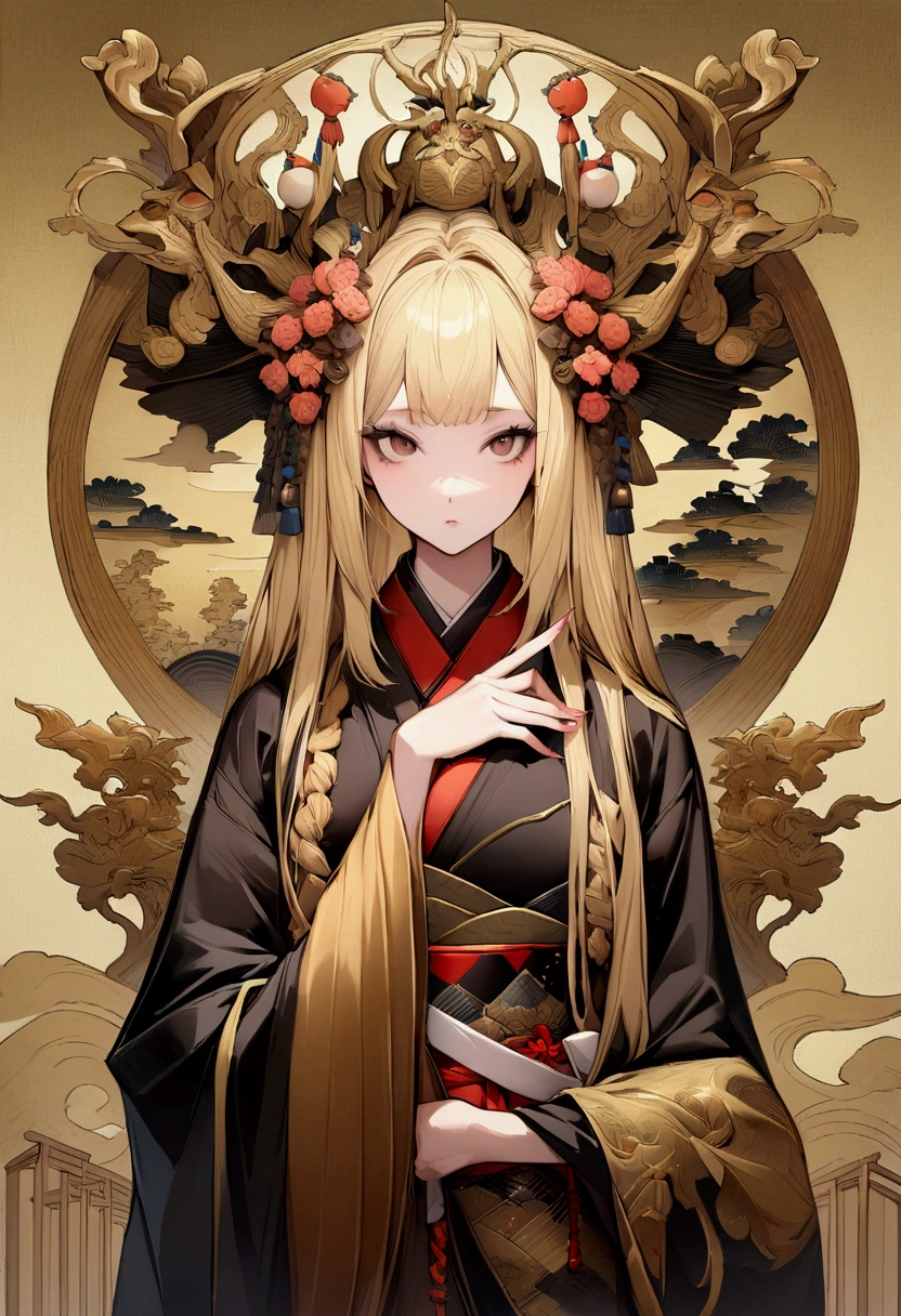 Close up portrait of woman in red and gold dress, Traditional Japanese, geishaの写真ポートレート, Hanfu, 伝統的なgeishaの衣装, Traditional Chinese, Chinese Costume, Yukinobu Hoshino, From the Sengoku period, Akemi Takada, Princess of an ancient Asian dynasty, geishaの髪型, harumi, late meiji period, geisha　She shows her nipples and cries