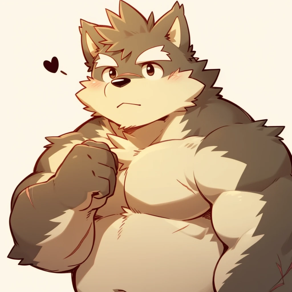 Scribble 黑色柴dog face,Cute face,Humanity(dog),(Topless:1.3),Chubby,(White eyebrows:1.1),(Perfect black eyes),（artist:Takemoto Arashi），Simple background，scar。