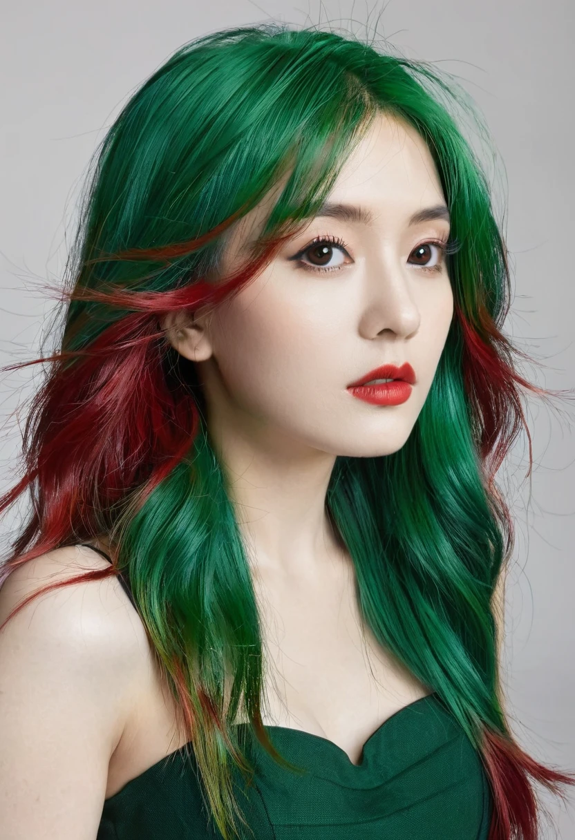 green hair, red hair, green and red hair