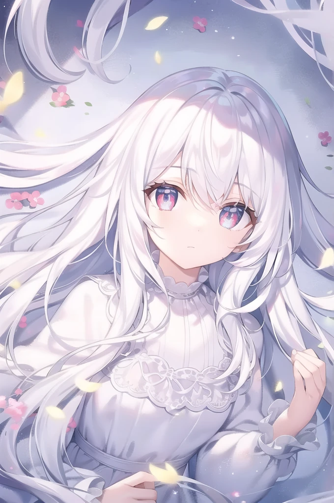 ((masterpiece, best quality))++, Detailed lighting+,  Detailed hair+, Detail hand+ ,1 girl, Miss, Long hair,   Crimson eyes,  beautiful eyes, young white hair,,(Beautiful white hair:1.5),(Beautiful and delicate eyes),  high resolution+,glass tint, Reflective eyes,   {{angle}} , Very detailed wallpaper, The original, Air bangs，Extremely beautiful CG，black worksuit，Firefly，Galaxy，Shattered like a mirror