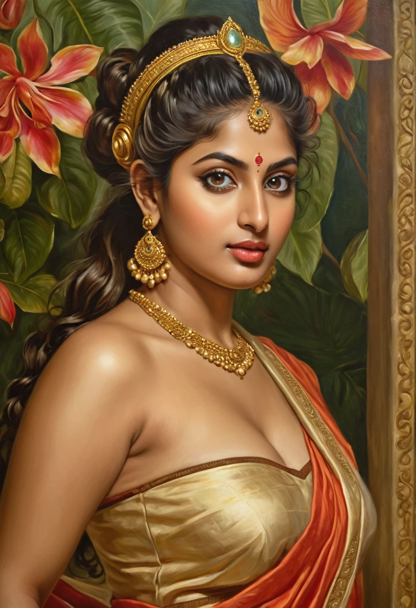 Looks like tammana bhatia, exotic Indian beautiful woman, Apsara, Masterpiece, Beautiful Thick Woman, Best quality, high clarity eyes, critically flawless,sharp picture, Full portrait, High pixels, perfect face, perfect eyes, beautiful face, perfect hands,perfect fingers, in Peter Paul Rubens style, by Peter Paul Rubens, baroque style, acrylic on canvas, highly detailed, description: "Create a nymph inspired by the tales of Greek or Roman mythology, embodying the essence of a natural element or location, and possessing a unique ability or trait that sets her apart."