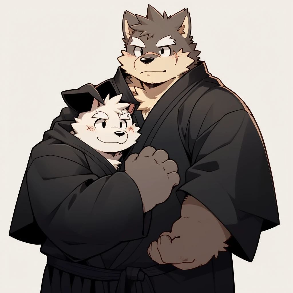 Scribble 黑色柴dog face,Cute face,Humanity(dog),(Black robe:1.3),Chubby,(White eyebrows:1.1),(Perfect black eyes),(artist:Takemoto Arashi),Simple background,scar。