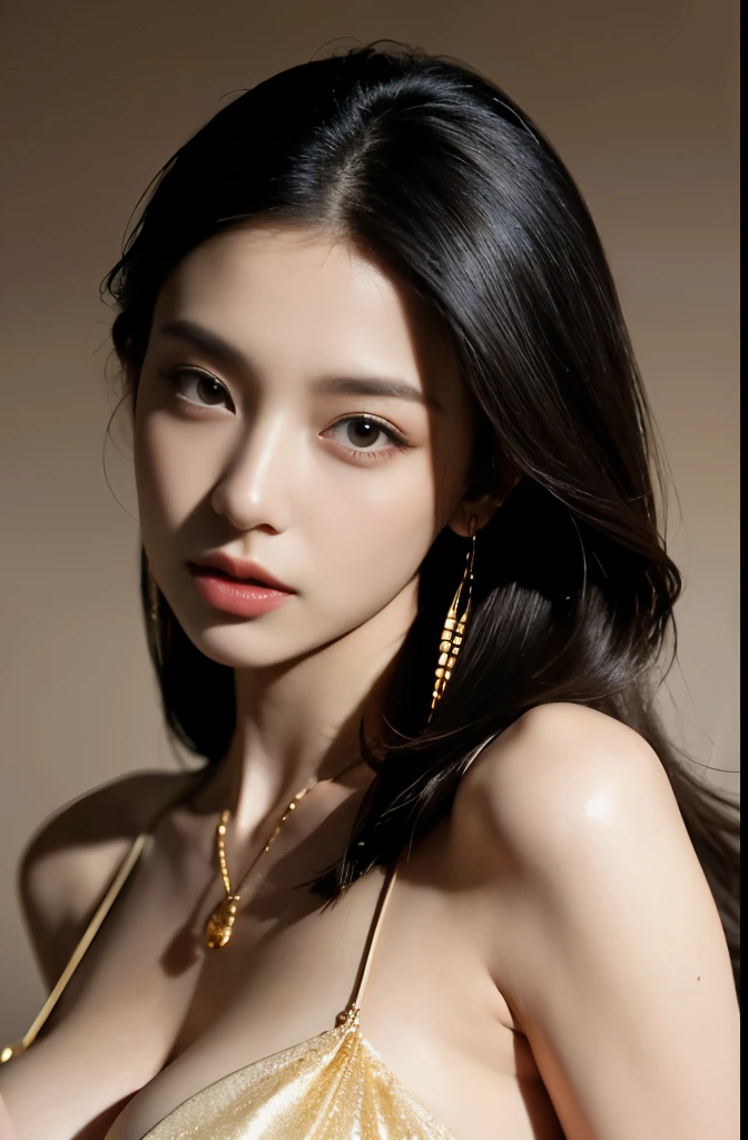 (masterpiece:1.3), (8 thousand, realistic, RAW photos, best quality: 1.4), (1 woman),(very sexy), (Beautiful makeover), (유난히 아름다운 realistic 얼굴), (Build a beautiful body) , (long eyelashes),  (double eyelid), (black hair. parted, long hair:1.3), (아름다운 parted스타일), (Realistic and truly beautiful and delicate eyes), (beautiful and big breasts), (realistic and beautiful skin), (absurd), (attractive), (ultra high resolution), (extremely realistic), (very detailed), (golden ratio),   (necklace),  (earring), (So beautiful and sexy)