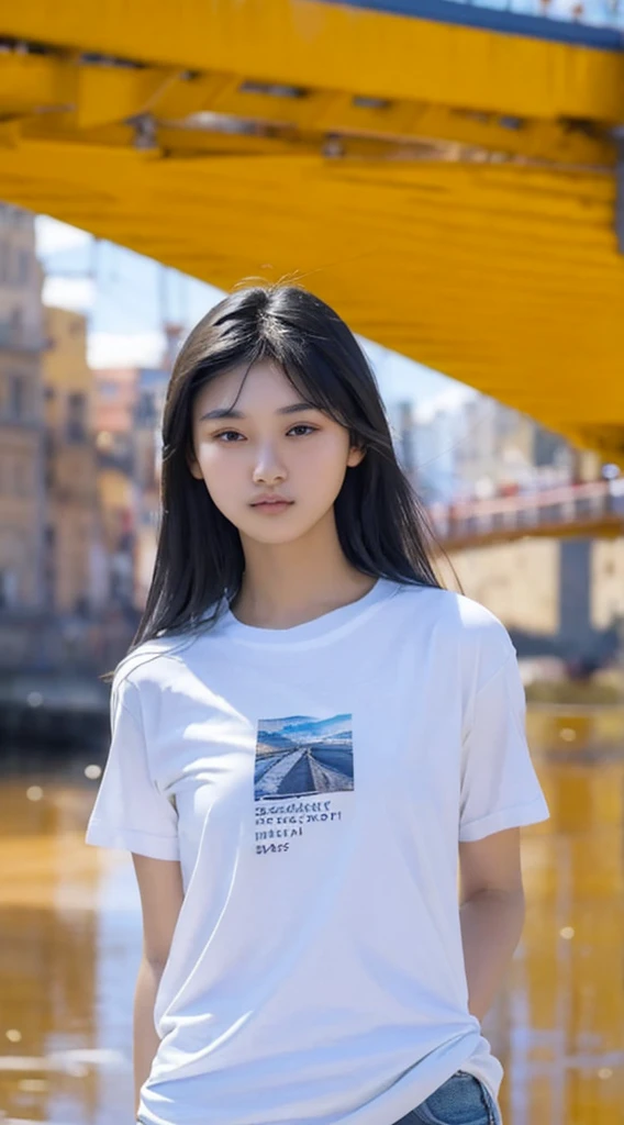 32k, Highest quality, masterpiece, Realistic, Very detailed,  photograph, High resolution, 行photograph, High resolution, Confused, Smoother light, Official Art, Written boundary depth, Bright light,
close, thin, Detailed face, anger, Fine and beautiful eyes, 19 years old Korean, cute, Highest quality real texture skin,
T-Shirts,