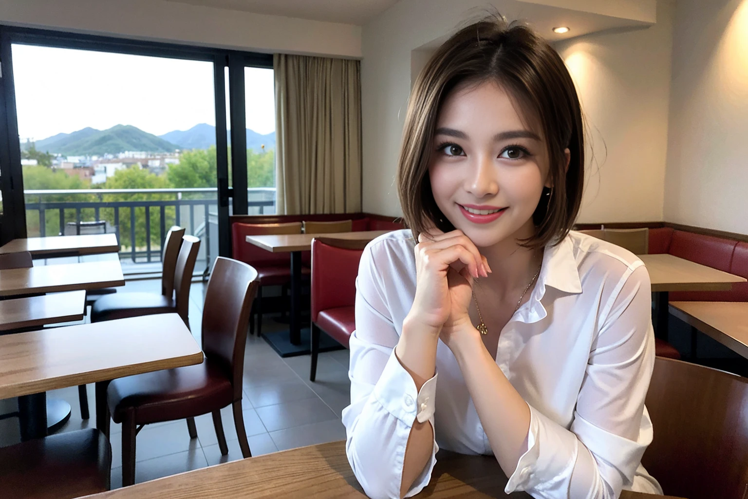((Highest quality、8K、masterpiece:1.3))、Shortcuts、cute、slimカップル、modelカップル、actress男優、(Realistic, Intricate details:1.2), full-course dinner、Wine Party、Amazing view of the sunset sky and clouds、A bright smile、short hair,Bright Face、 (Age 45), 42 years old, red wine 、Appetizers、Italian food、Wine bottle、Champagne、sparkling wine、Two beauties、Brown Hair、Shortcuts、Long sleeve shirt、dress、Beautiful woman 1, (slimな顔), (The body is slim), (Brown Hair), (Shortcuts), cheeks turn a little red,Attractive beauty、restaurant, In a prominent place (From the waist up) Nova Frog Style, actress, model, Upper Body, White wine, slim, wine glass, 中央に置かれたwine glass, smile, (smile: 1.15), Beautiful fine grain, Depth f/2,saturation, High Contrast, Strong light and shadow,Moist Body:1.5、3D texture、Delicate eyes、Brown Hair、The hair is very shiny、