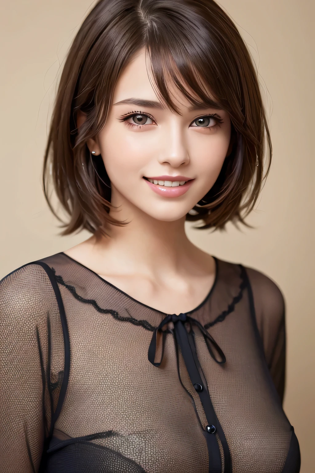 Very Short Hair Lingerie Brown Hair Boyish Seductive Smile Big Tits Cool Short Hair