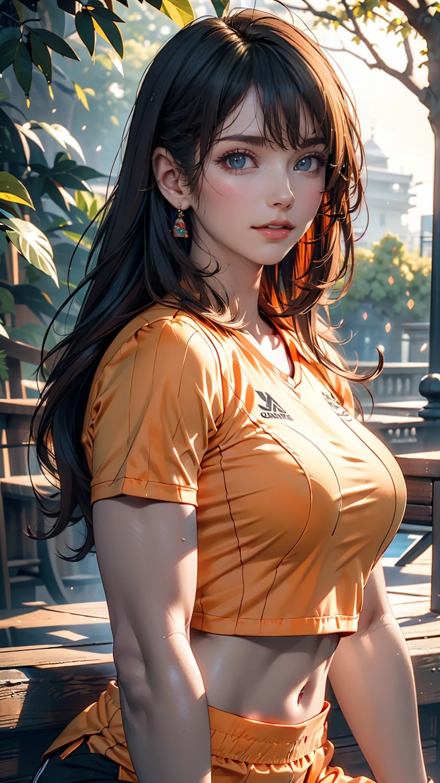 (highest quality、8K、32k、masterpiece)、(realistic)、(Photoreal:1.2)、(High resolution)、Super detailed、very beautiful face and eyes、1 girl、round and small face、thin waist、delicate body、(close、highest quality、high detail、Rich skin details)、(highest quality、8K、oil paint:1.2)、Super detailed、(realistic、realistic:1.37)、bright colors、(((brown hair)))、(((bust shot)))、(((long hair)))、(((side ponytail hair)))、(((pure white wall background)))、(((pure white wall background)))、(((She has a happy expression)))、(((laughter)))、(((Wearing a yellow T-shirt)))、(((This is a T-shirt with the word beauty written on the chest.)))、(((look straight ahead)))、(((the skirt is short)))、(((teeth visible)))、(((Hands are above the head)))、