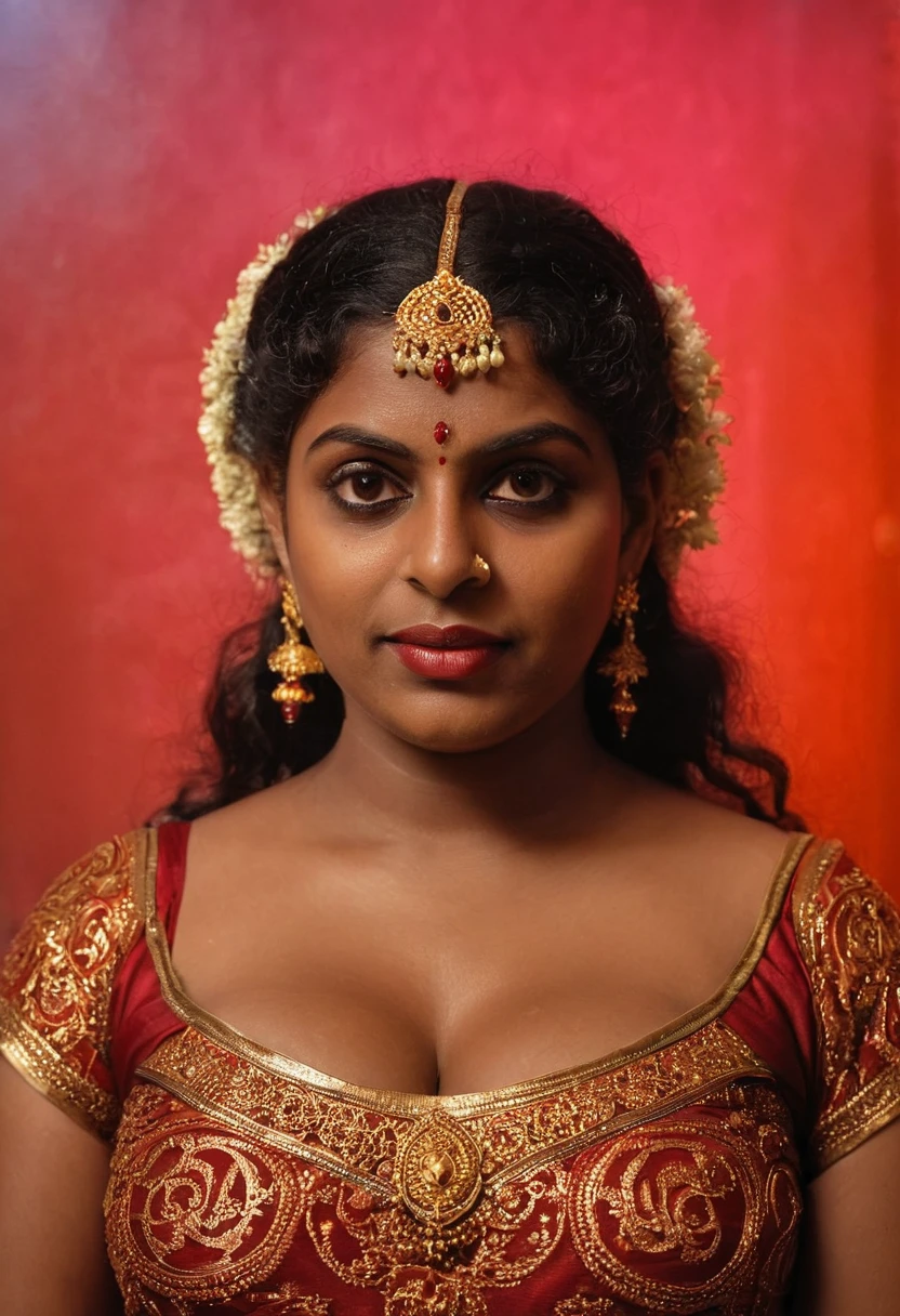 (((photo of a ancient kerala crowned temple goddess ))), (((black kali))) , (((Half Body))), (((very dark skin))), (((age 65+))), (((chubby tall))), (((huge busty milky wet big massive boobs))), (((nude thigh))), (((ancient black mini skirt))), ((black skin dark body)), (((red ornaments))), (((depth of field))), ((( flame bokeh))), (((rain))), ((( flashing light leaks))), (((divine))), photorealistic,photo, realism, Getty Images, RAW candid cinema, 16mm, colour graded portra 400 film, remarkable colour, ultra realistic, textured skin, remarkable detailed pupils, realistic dull skin noise, visible skin detail, skin fuzz, dry skin, shot with cinematic,light leaks, RAW Image, DOF, depth of field,bokeh