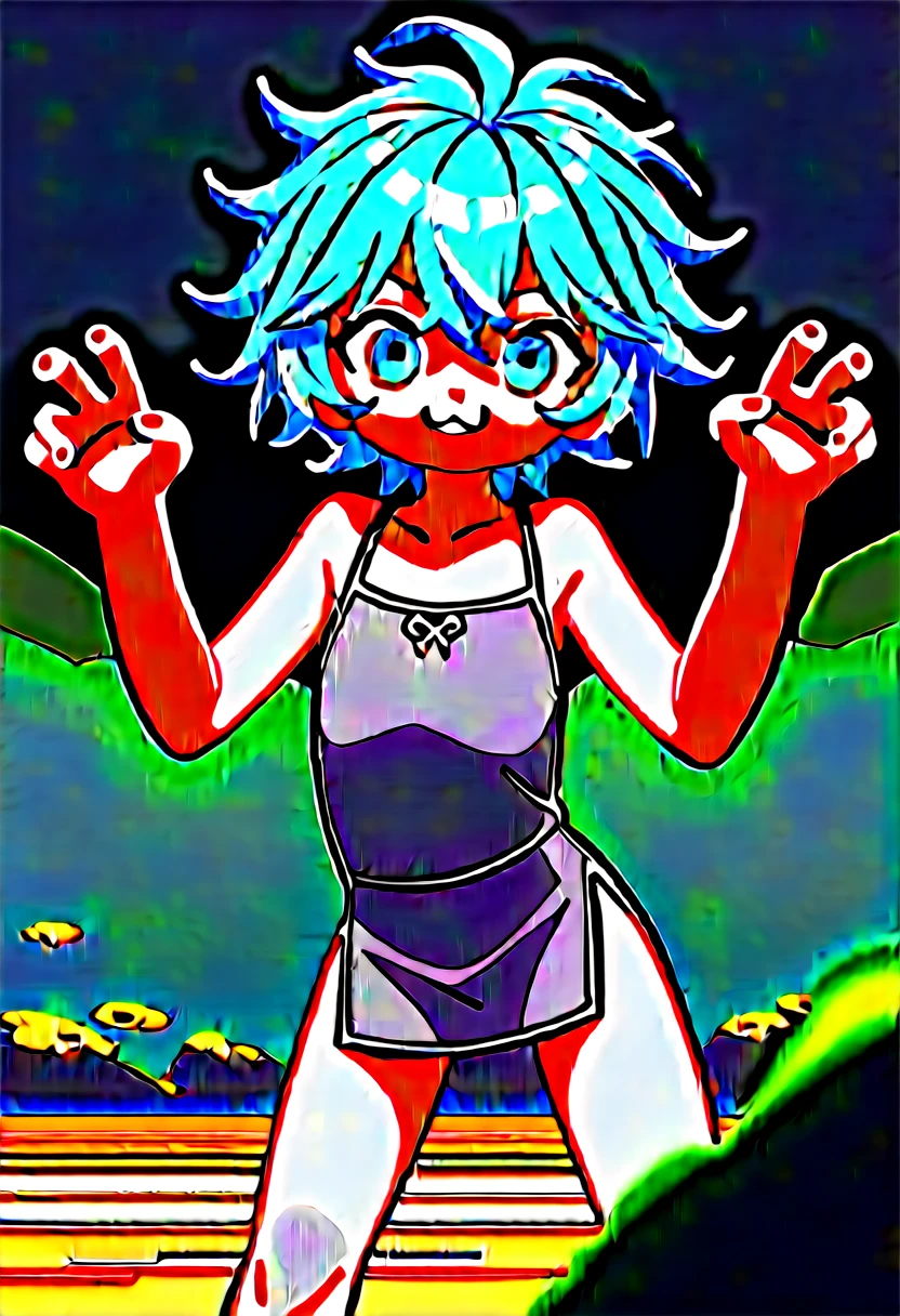 score_9, score_8_up, score_7_up, best quality,, (((Watercolor))), ((anatomically correct)),1girl,(short dress:1.4),(messy hair:1.5),(skinfang:1.4),((leather accents)),((spiked jewelry)),lingerie,((fairy wings)),blue hair,short hair,messy bangs,ultra-detailed face,beautiful detailed eyes,((narrowed-eyed)),violet eyes,flat chest,,(cute eyes:1.4),smug expression,exaggerated pose,solo,
Dynamic portrait,
((woods)),stream,(fantasy) 