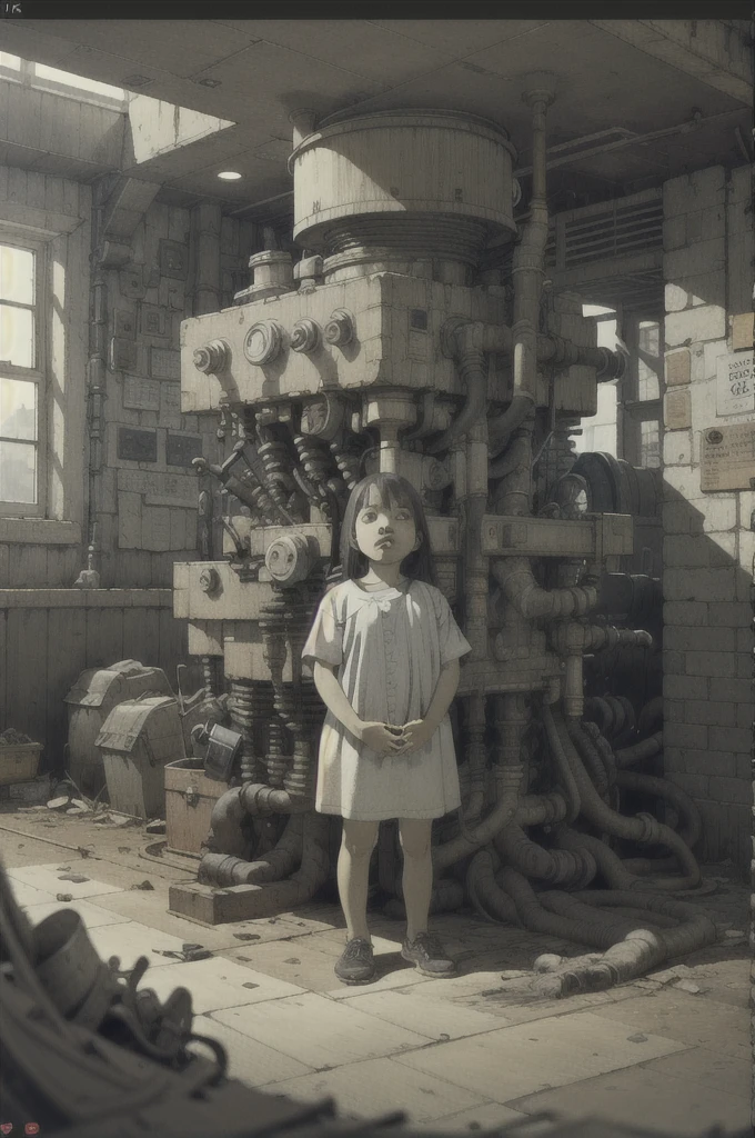 8K,nonsense, height, Very detailed, Masterpiece, sharp shading,under,Tatsuyuki
1 girl,child,abandoned station,Black & White,got the machine,(The machine is obsolete.:1.3)
(alone:1.2),1 girl,Masterpiece,
