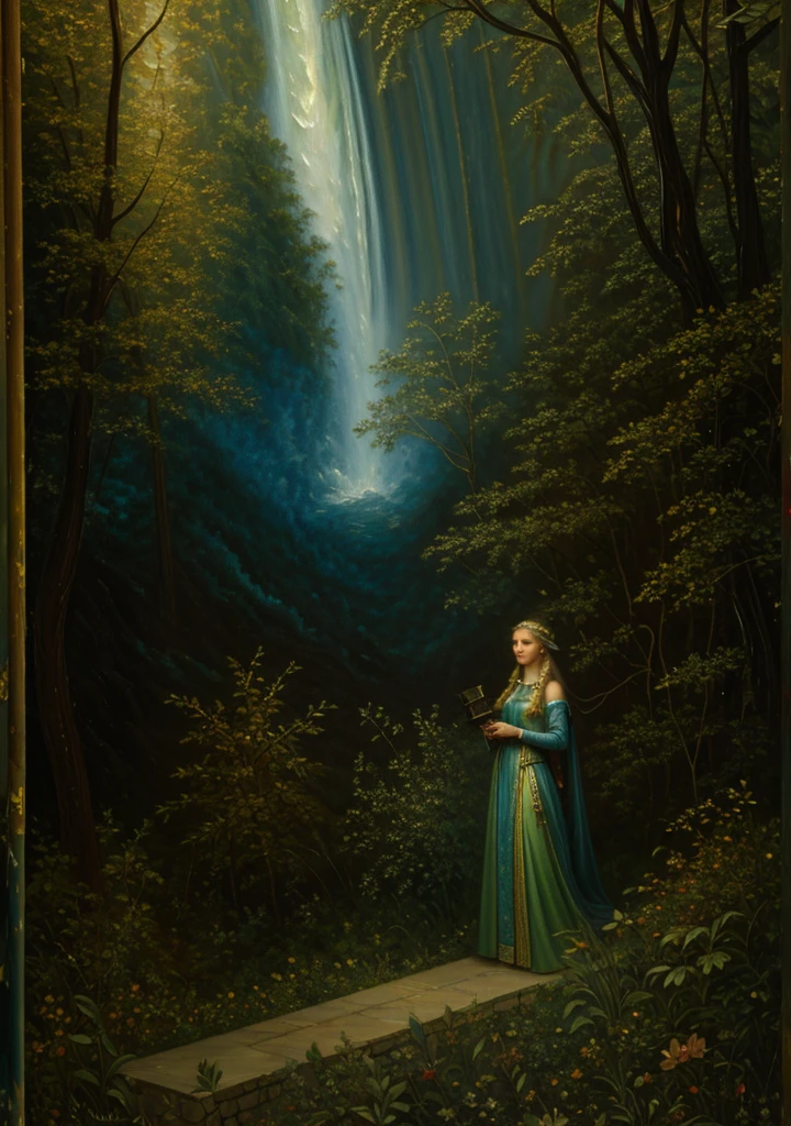 (masterpiece, best quality:1.2), (((oil painting:1.4))), 1girl, solo,  (masterpiece, ultra quality, high resolution, 8k, intricate: 1.2). female elf, looking at viewer, flowizng cloths and silver amor, the silent forested, mysterious, fantasy art, Donato Giancola, craig mullins, parth, masterful strokes legendary, high detail, masterpiece, detailed face, super detail, high details, high quality, award winning, best quality