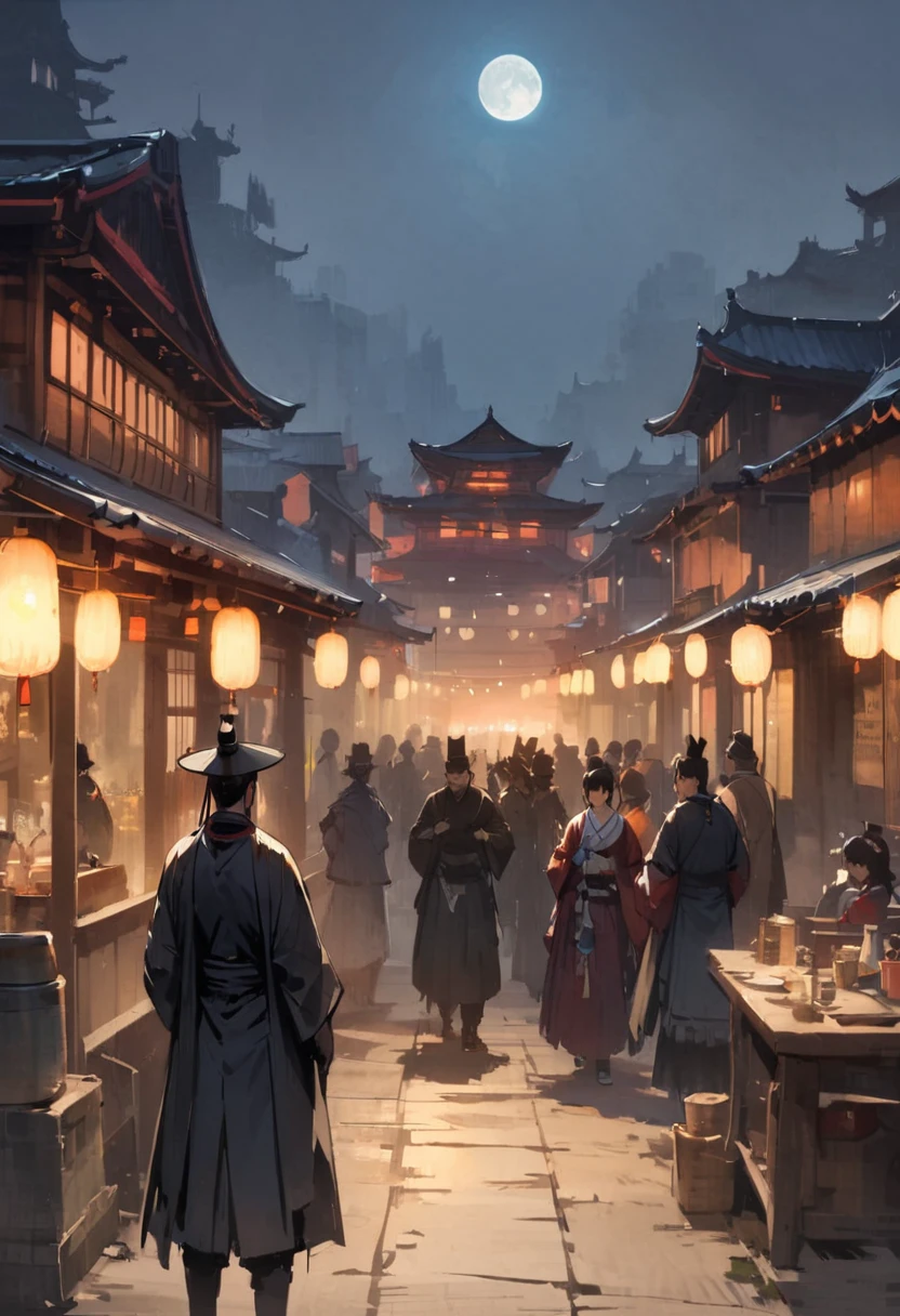 Buildings、people間０people、night、Haunted house、pavilion、Heian-kyo、The capital of Kyoto、Large building、landscape、dwelling、ghost、Dynamic Angle、masterpiece、best quality、ultra-detail、peopleはいない、Buildings only、Quiet、Retreat、Inconspicuous、The lights are off、深night、In the Dark、It&#39;s foggy、Creepy、Mysterious atmosphere、Cold wind
