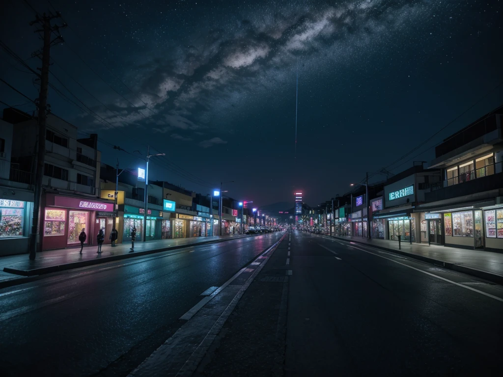 Landscape Mexico City Japan modern avenue anime night neon lights