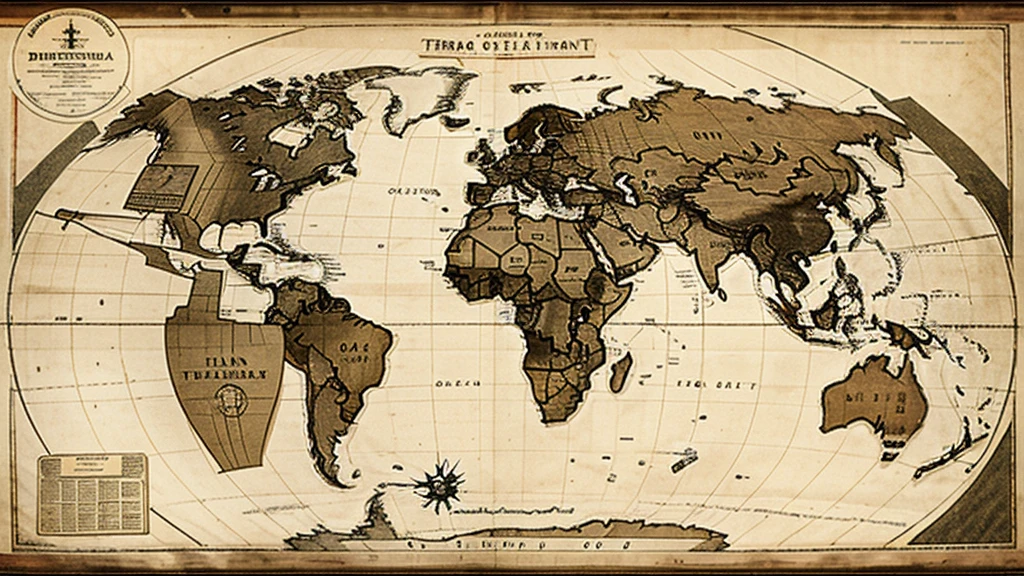 Historical map of trade routes used by the  Dutch East India Company VOC