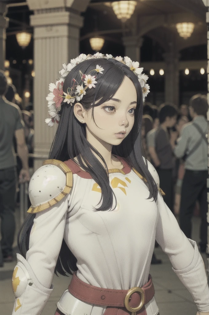 beautiful young woman, Cosmos,a lot_long_hair, 1 girl, Cosmos, alone, white_armor,best quality, Ultra high resolution,Tokyo Fashion,