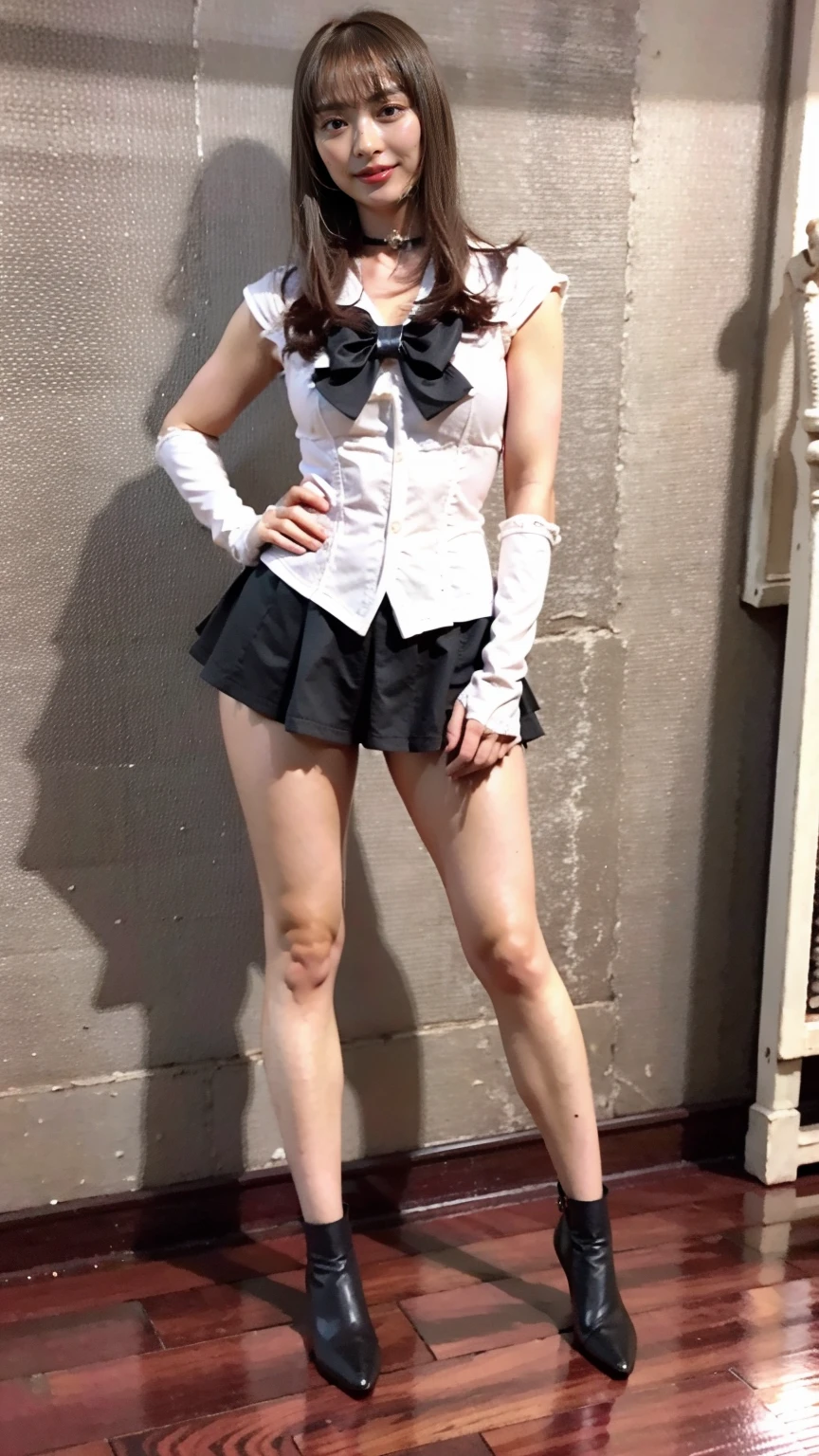 (8K、RAW Photos、Highest quality、masterpiece:1.2)、(Realistic、Realistic)、1 Girl、((Sailor Moon Costume:1.2、Thin legs、whole body、View from the front、smile、Looking into the camera、Stand with hands on hips))、cute