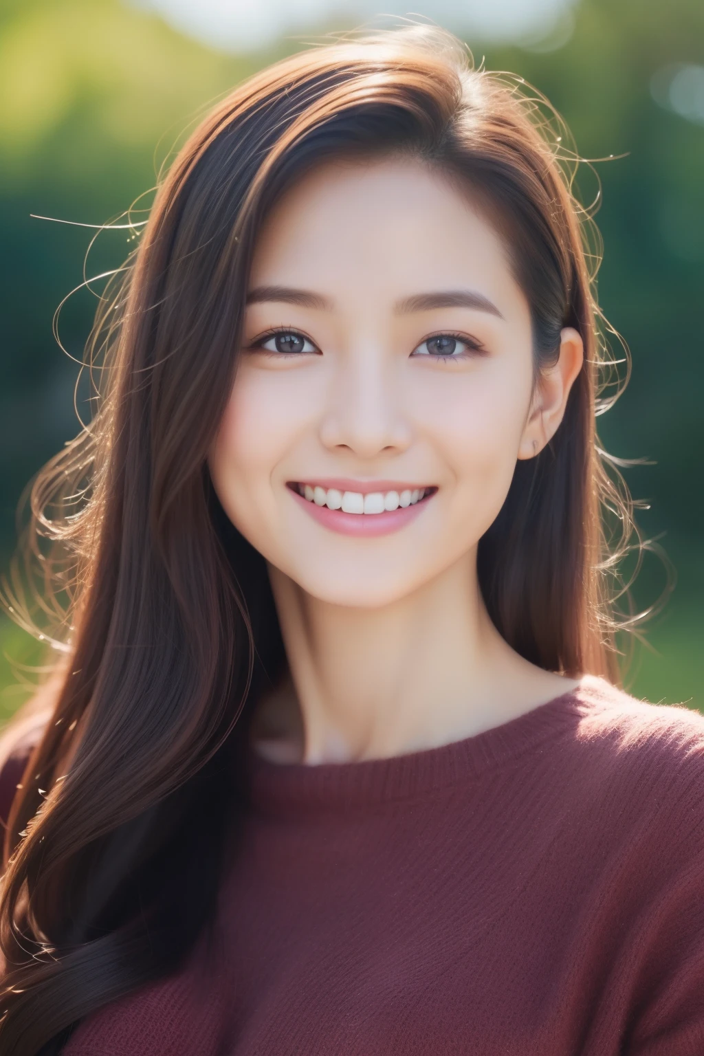 nice smile seeing this、One pretty woman、Bold poses、a smile、17 year old girl、Cute、The upper part of the body、
Under the Autumn Sky、Colorful color sweateredium hair、、Natural Color Lip、fair white skin、(masterpiece、16k image、high-level image quality、top-quality)、(Beautiful Realistic Asians),solo、1girl in、(perfect anatomia,Beautiful limbs、Healthy body、Beautiful skin)、Sunnyday、A dark-haired、、Black eye、、small tit:1.5、、(Thermal gaze)、artistic.、Beautuful Women、Beauty Body、ssmile、Professional、