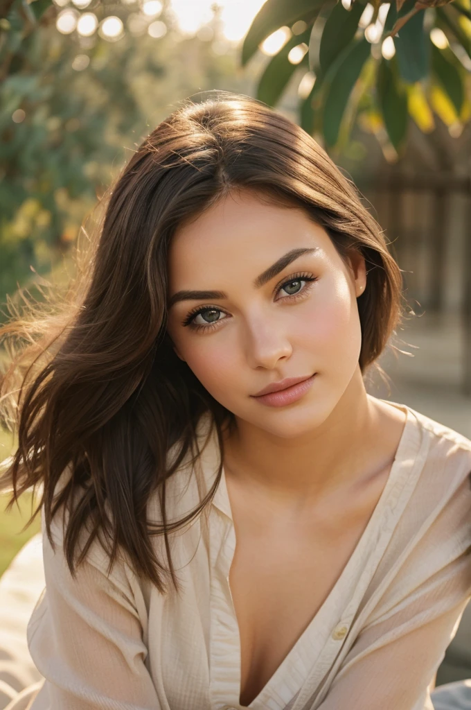 "With confidence in every step, her hazel eyes met mine, a subtle smirk playing on her lips under the afternoon sun