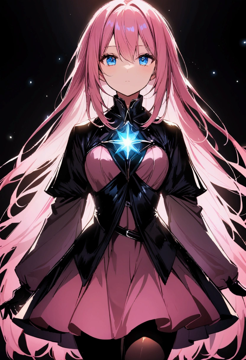 In the dark、The light shines、Girl with pink hair、blue eyes、