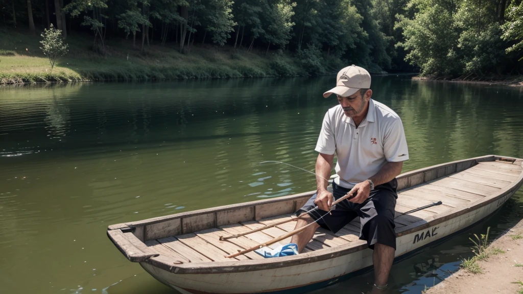 man fishing with turkish clothes 