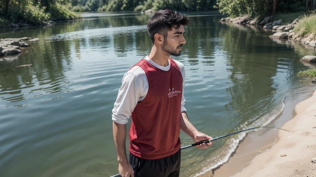 man fishing with turkish clothes 