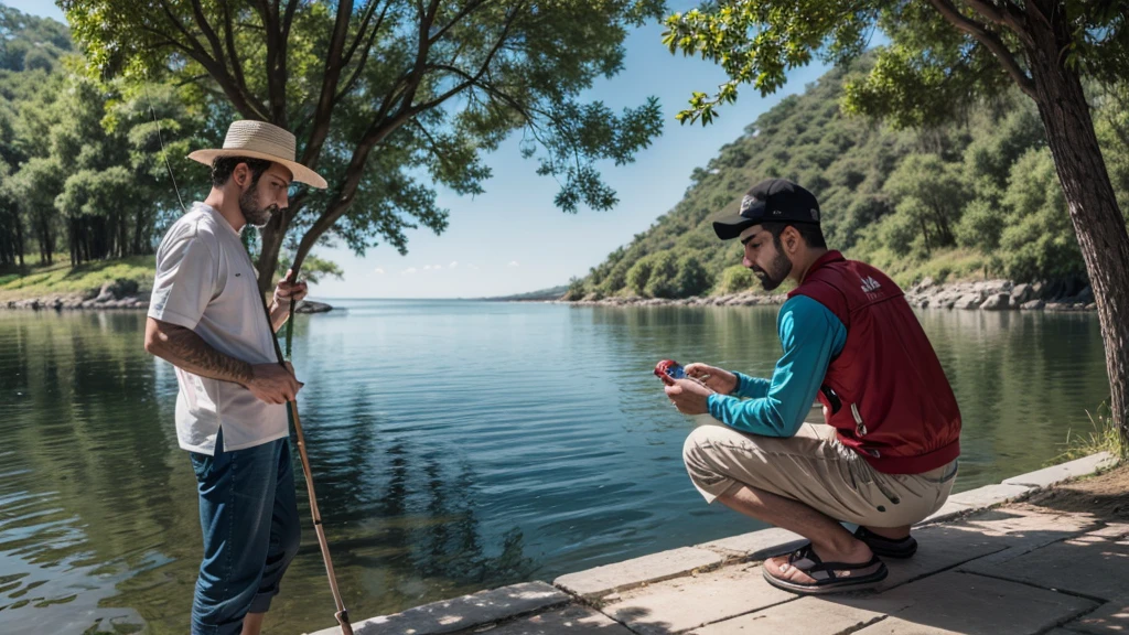 man fishing with turkish clothes 