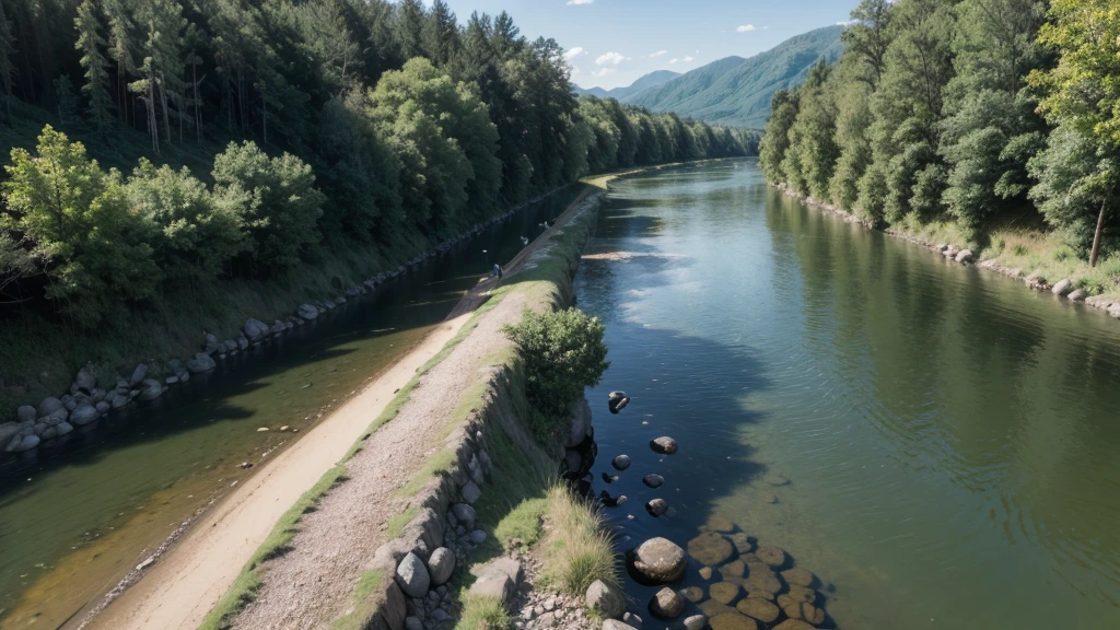 course of a river above